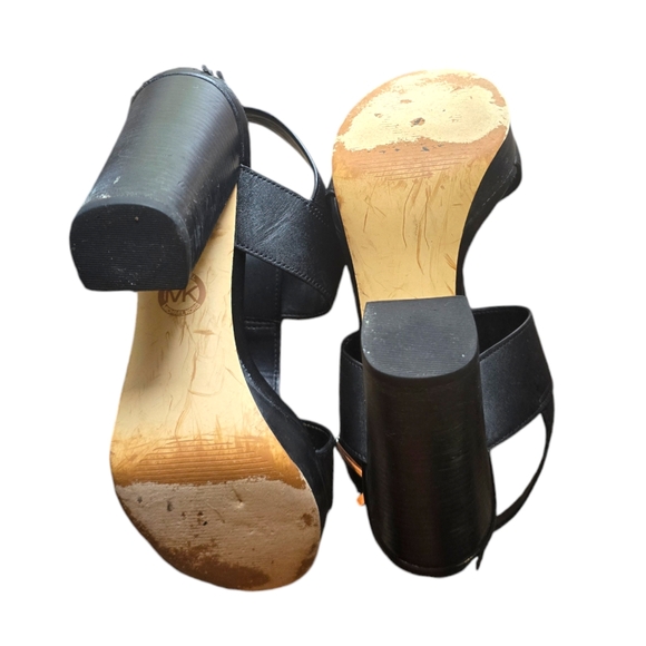 Michael kors Becker Black leather platform women’s block heels with adjustable - Picture 5 of 5